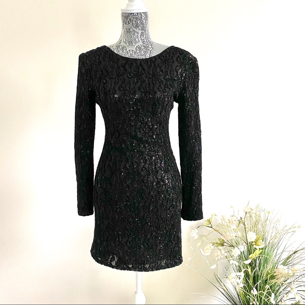 Sequin Mini Black Dress